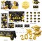 Graduation Party Decoration – Black, Gold & White Class of 2026 Complete Graduation Decor Kit with Balloon Garland, Backdrop, Banner, Tablecloth, Boxes & Photo Party Supplies
